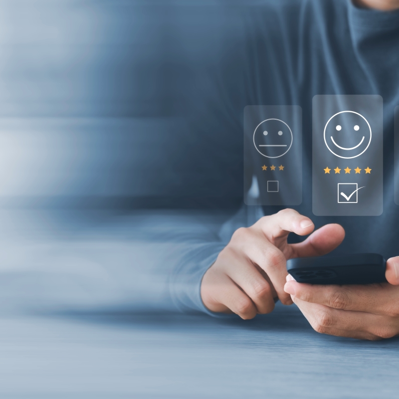 User give rating to service experience on phone application