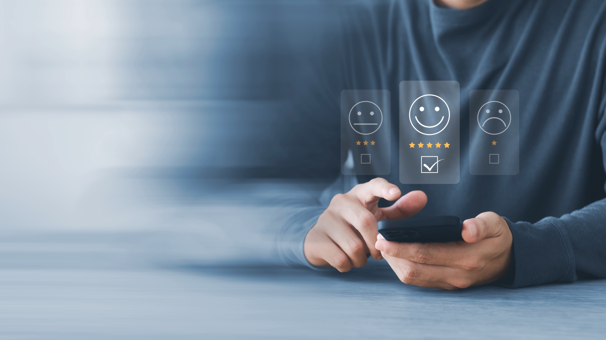 User give rating to service experience on phone application