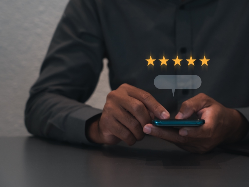 Customer review satisfaction feedback on phone
