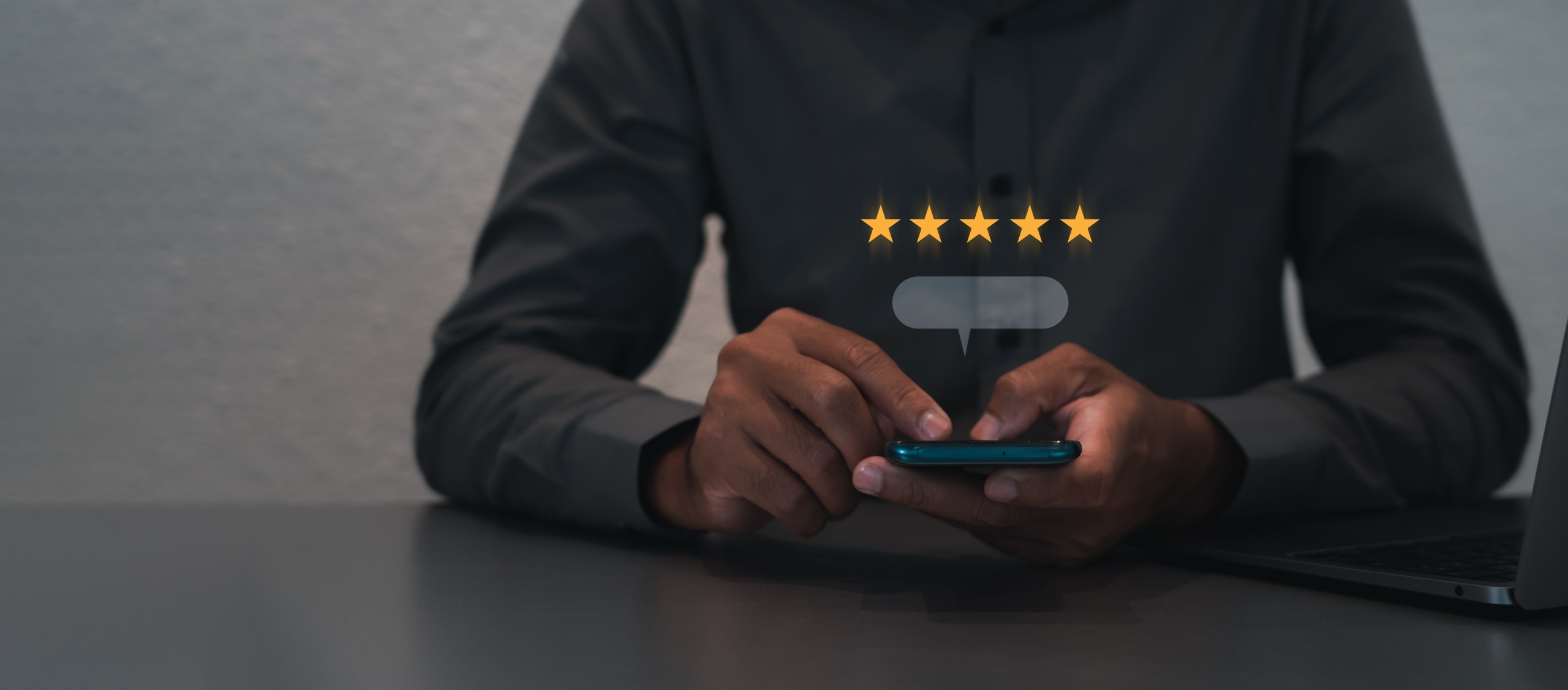 Customer review satisfaction feedback on phone