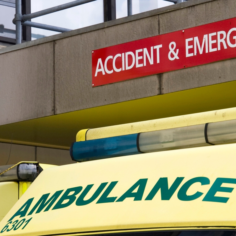 Accident and Emergency department sign outside an NHS hospital in the UK