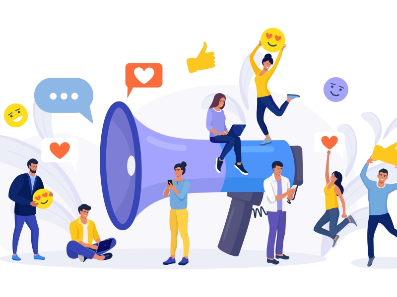 Social media promotion services with megaphone