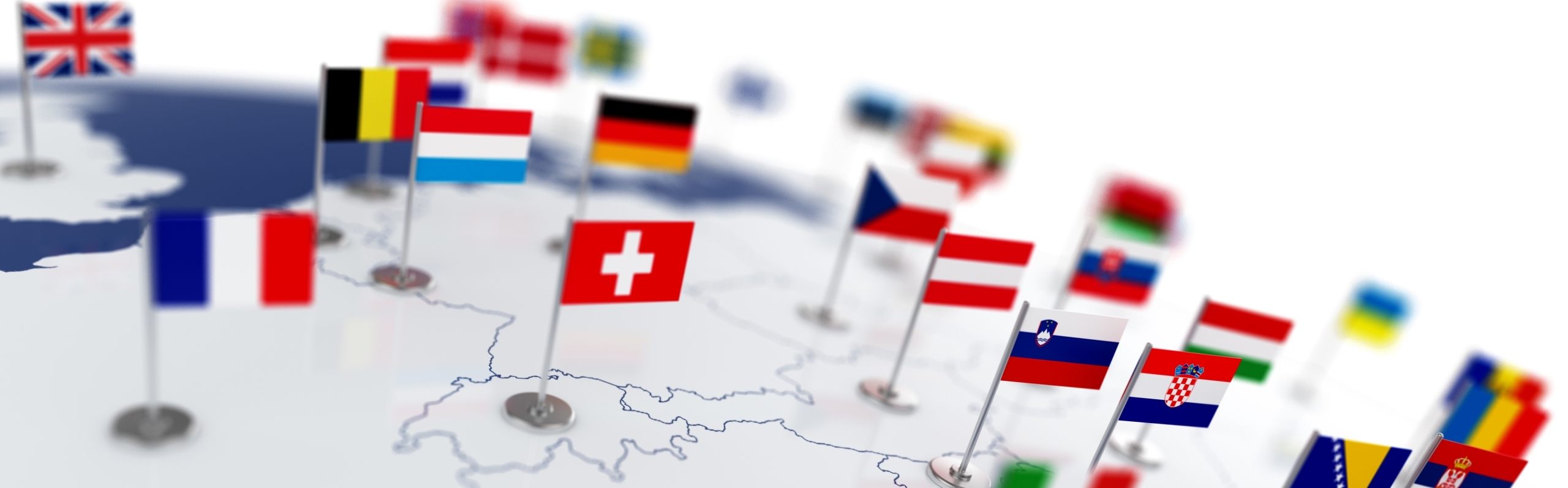 Europe map with countries flags