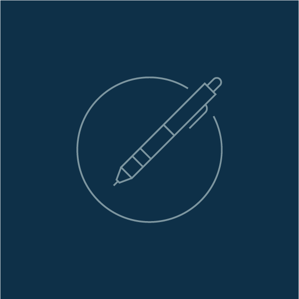 Drawing of a pen inside a circle
