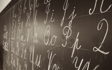 Alphabet written on a blackboard