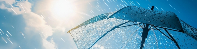 Umbrella with blue sky in the background