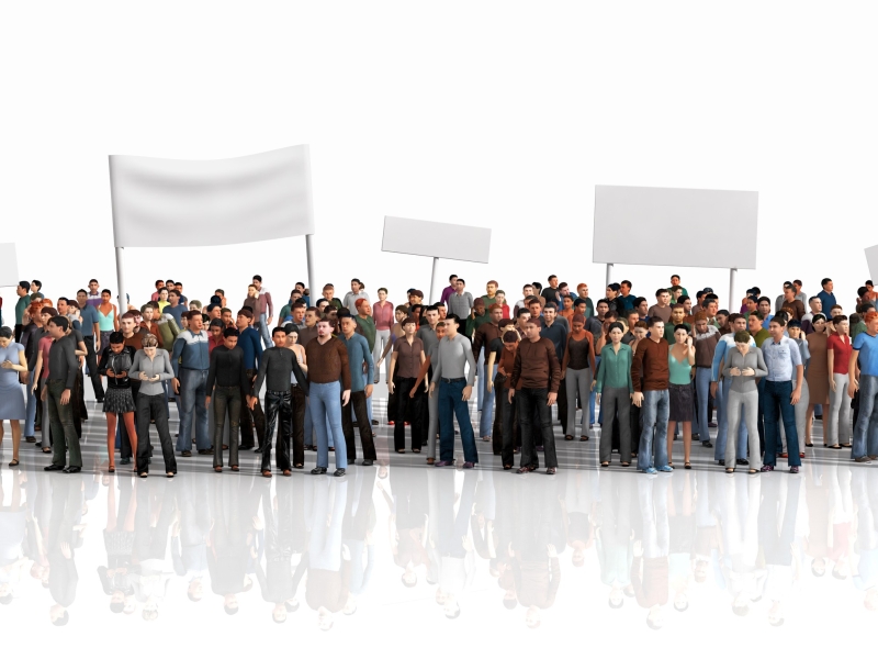 animated image of a group of corporate people holding a white sign