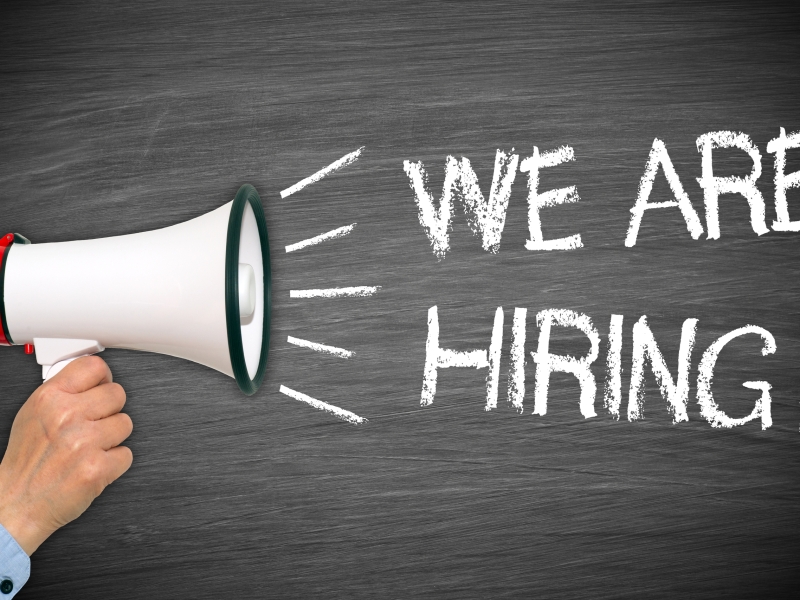 we are hiring written an a megaphone