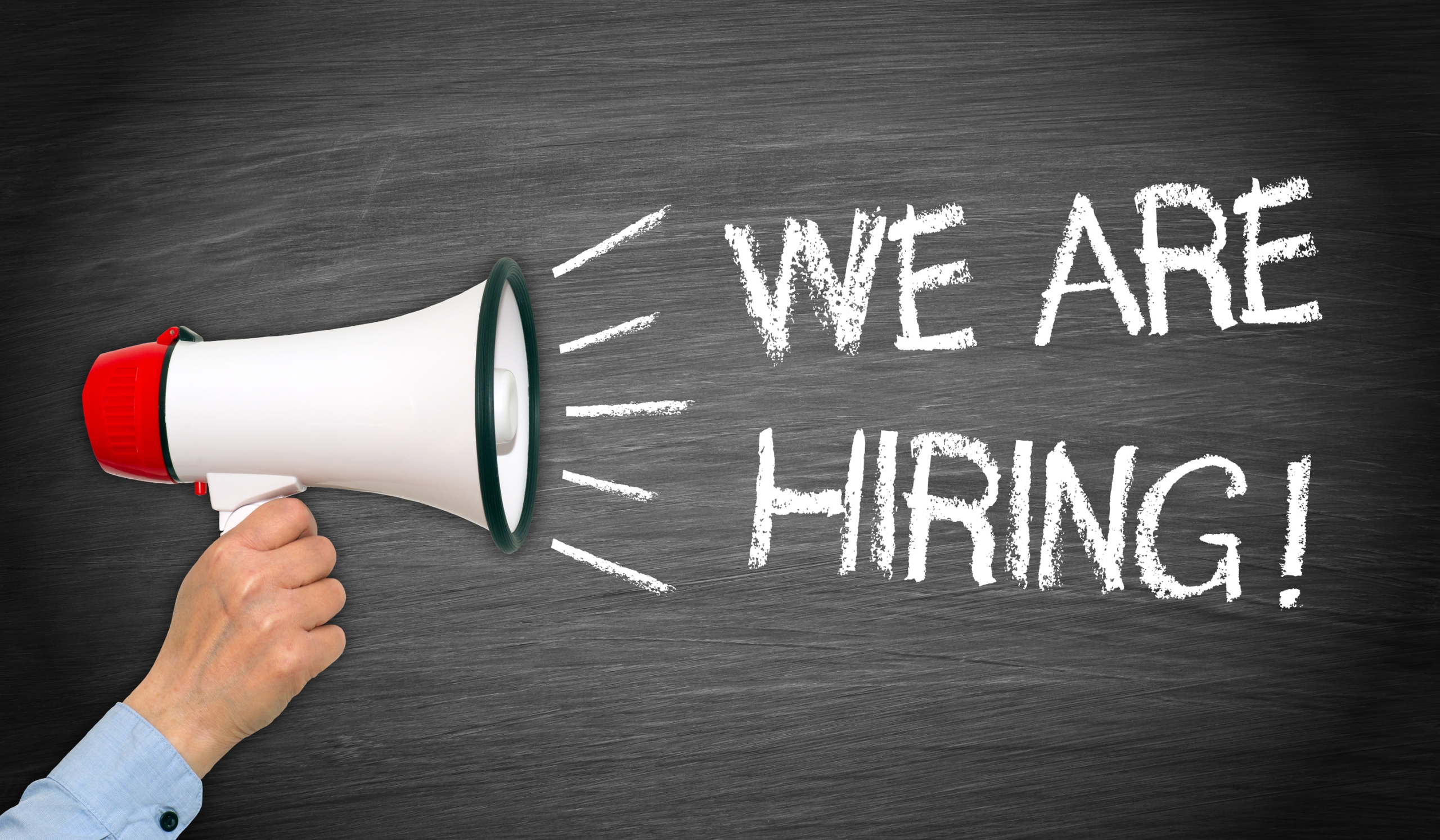 we are hiring written an a megaphone