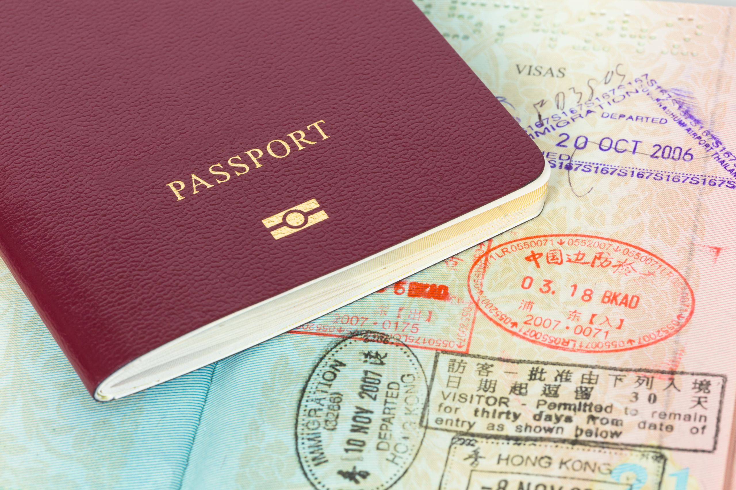 passport with stamps from Asia
